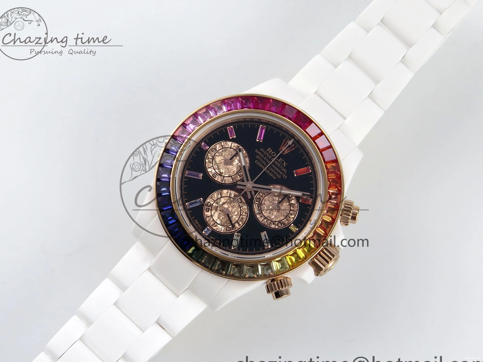 0102 SmartChoice Rolex Daytona Rainbow 40mm Cer Cer Black Dial NOOB SA4130 Super Clone 1732